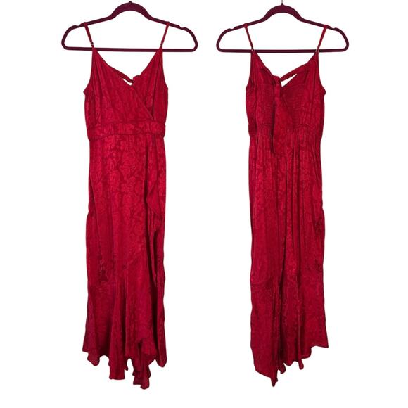 Band of the Free Anina Ruby Red Wrap Style Midi Cocktail Dress Women’s Size XS - Picture 2 of 9